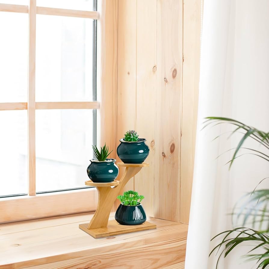 Amazon.com : XXXFLOWER Bamboo Plant Stand ,3 Tiers Indoor